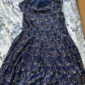 Cat Print Skater Dress